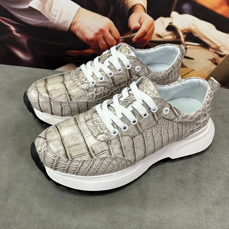 Sneakers basses homme grises à lacets – CLEVI Paris