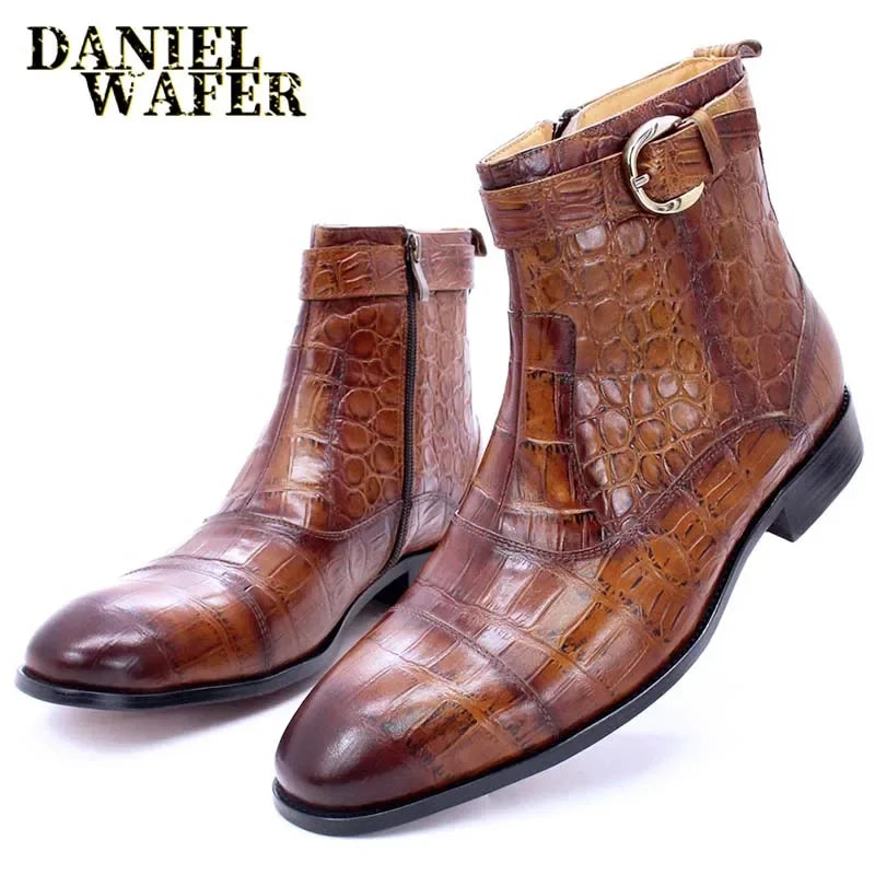Bottines homme en cuir véritable à zip – CLEVI Paris