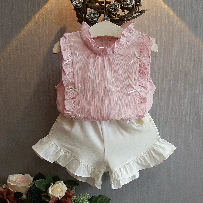 Ensemble fille haut et short en coton mélangé – CLEVI Paris