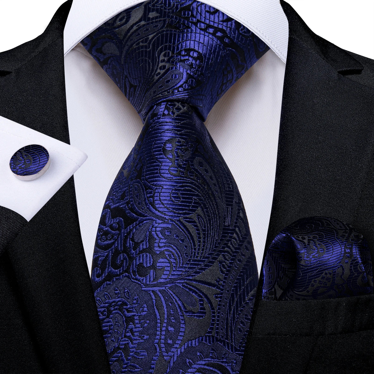 Coffret cravate homme paisley, pochette et boutons – CLEVI Paris
