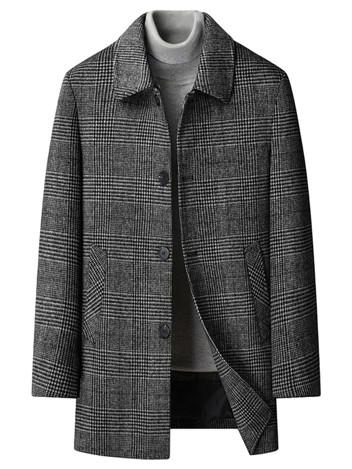 Manteau homme à carreaux en laine mélangée – CLEVI Paris