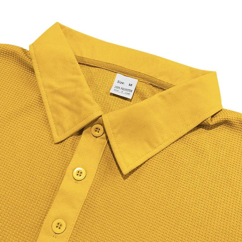 Polo Homme Texturé Waffle Col Boutonné Manches Courtes – CLEVI Paris