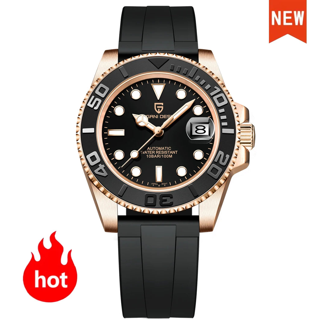 Montre Automatique Homme Pagani Design PD-1651 Or Rose Diver Saphir 100m – CLEVI Paris