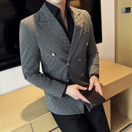 Blazer homme croisé à carreaux – CLEVI Paris