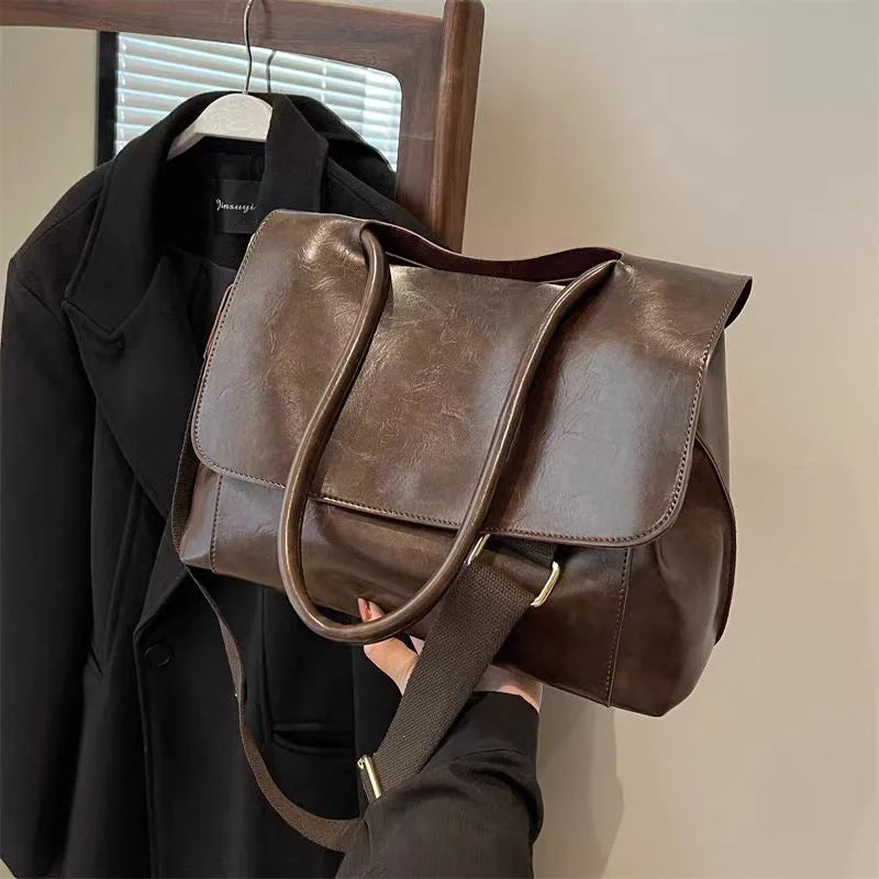 Sac Rabat PU Souple Grande Capacité Femme Épaule & Croisé Vintage – CLEVI Paris