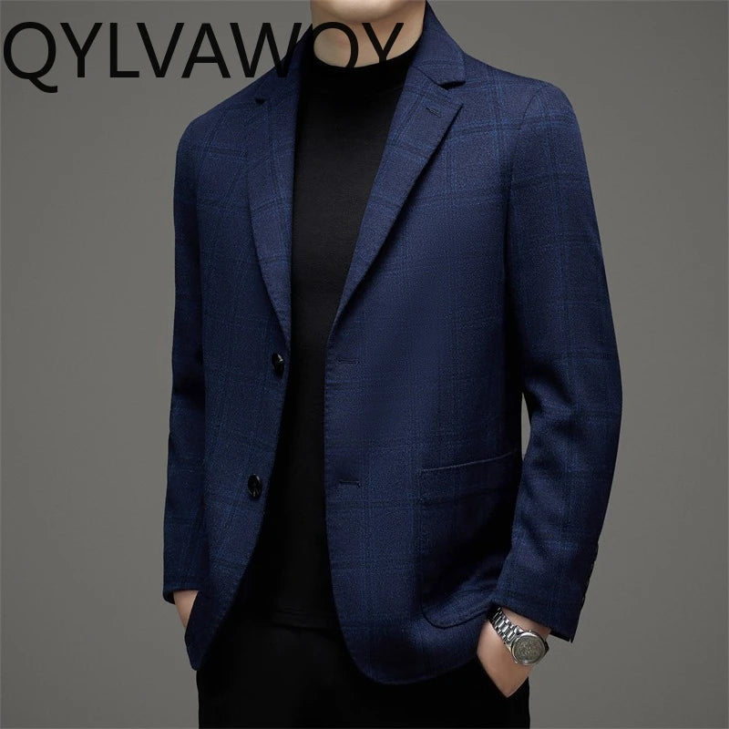 Blazer homme bleu laine, soie et cachemire – CLEVI Paris