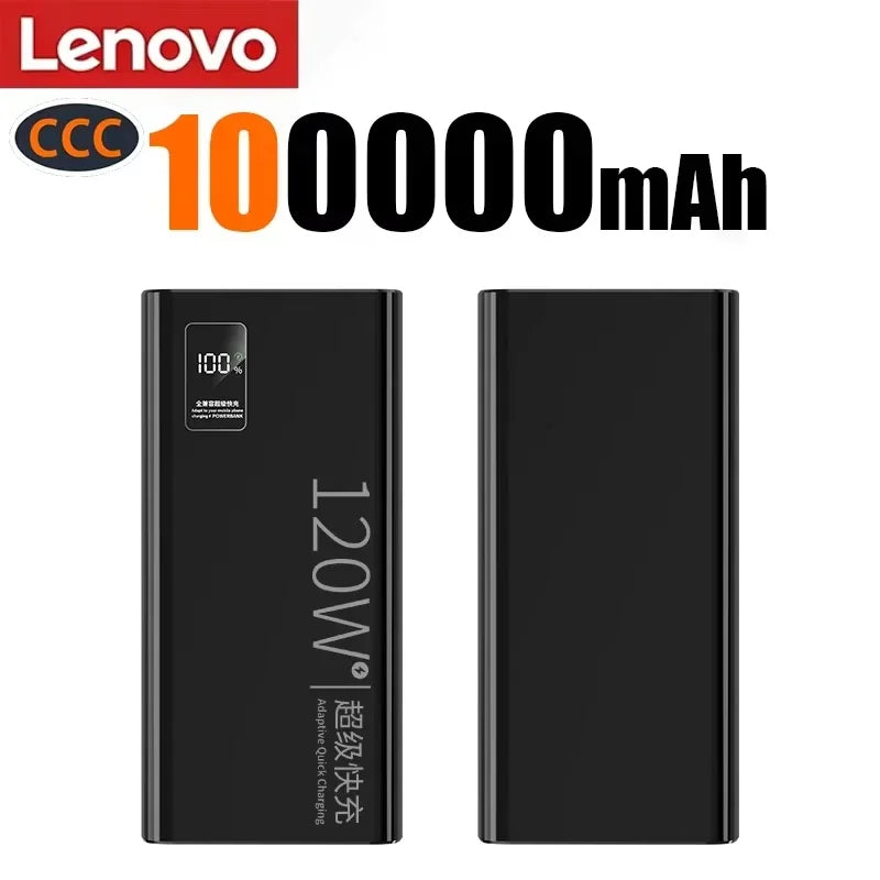 Batterie Externe Lenovo 120W Charge Rapide + Sans Fil Qi 15W Affichage LED USB-C Compact 240g – CLEVI Paris