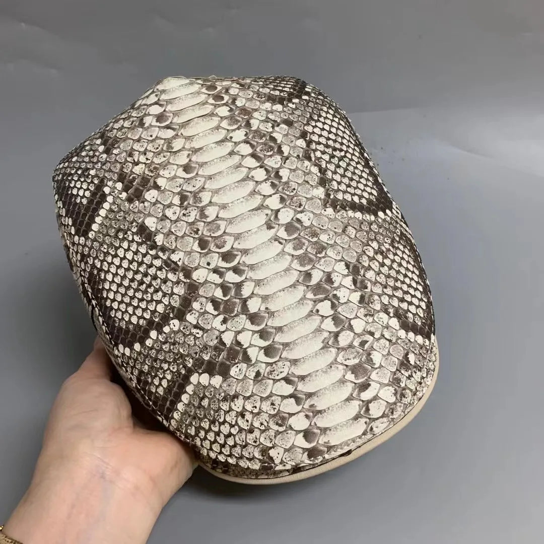 Casquette Gatsby Cuir Serpent Gris Homme – CLEVI Paris