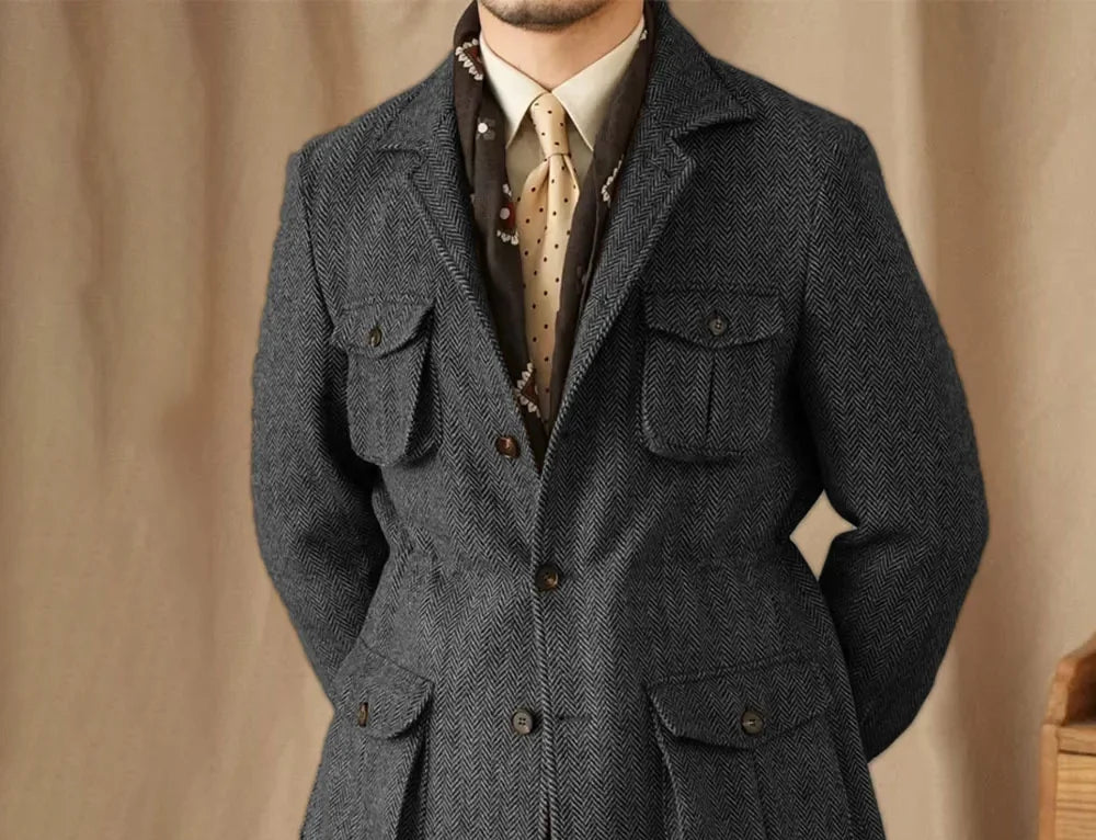 Blazer homme tweed à chevrons – CLEVI Paris
