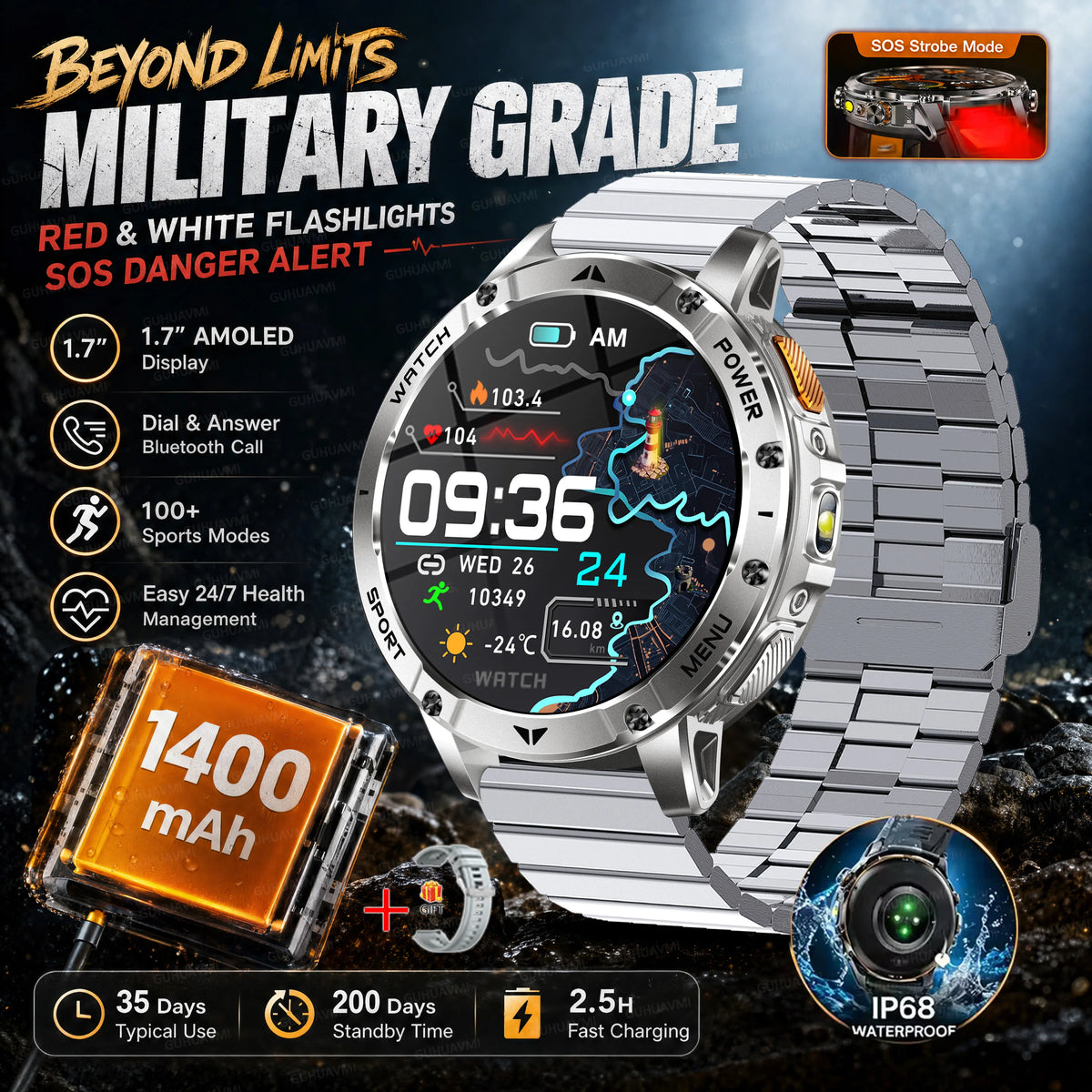 Montre AK112 AMOLED 1,7″ 1400 mAh – CLEVI Paris