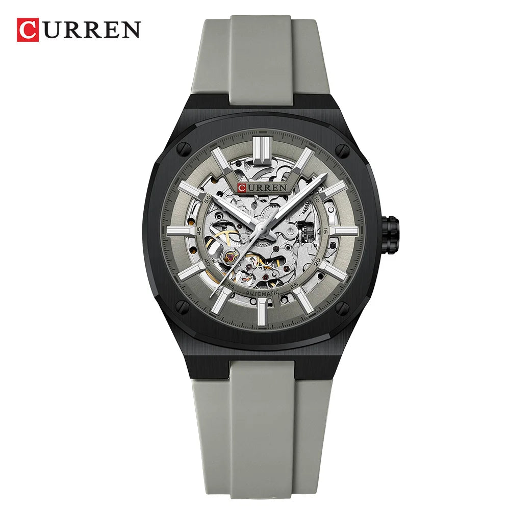 CURREN Montre Automatique Homme Squelette Silicone Sport Lumineux 41mm – CLEVI Paris
