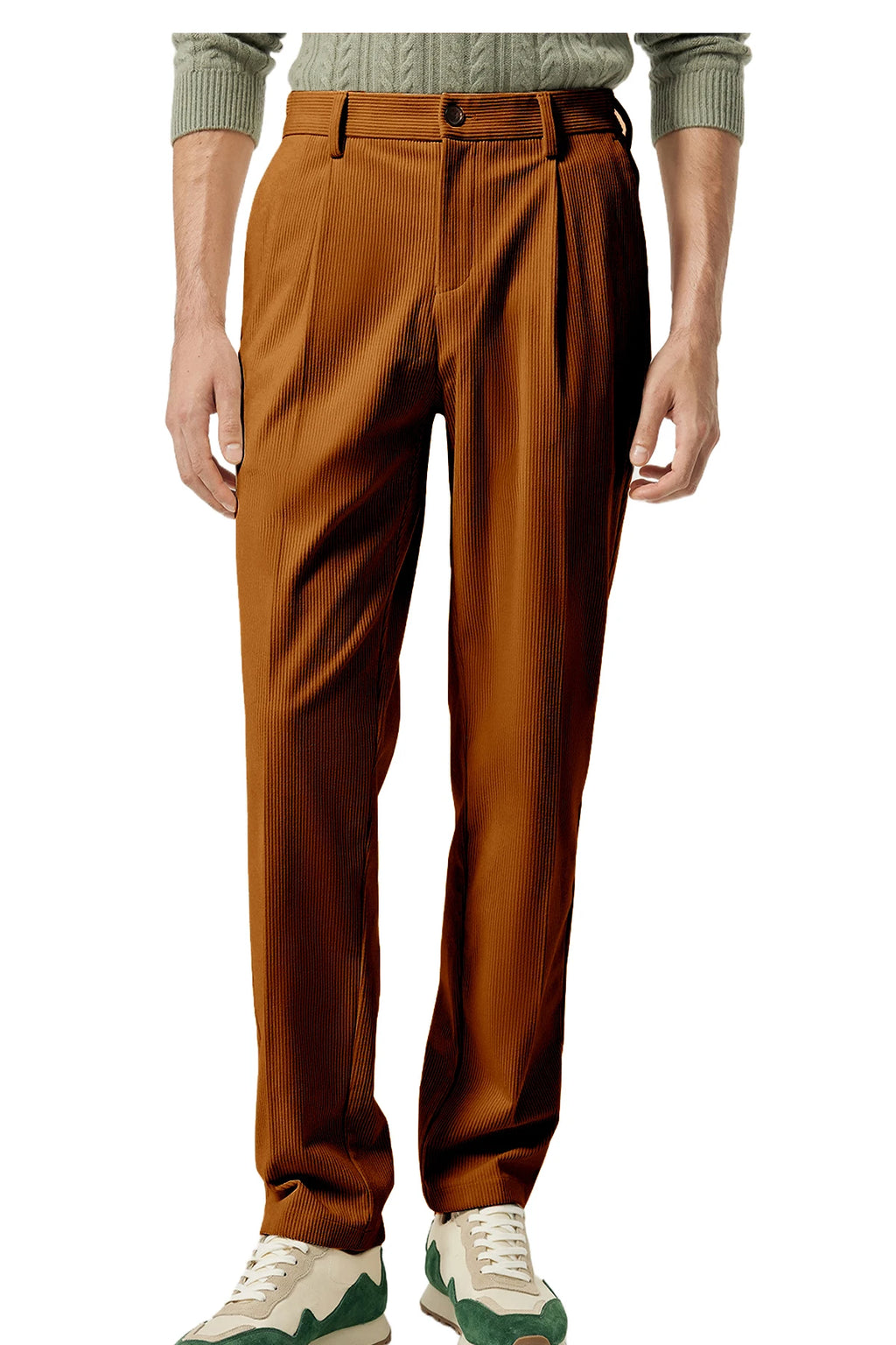 Pantalon homme en velours côtelé taille haute – CLEVI Paris