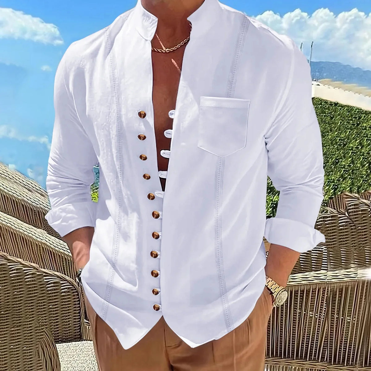 Chemise en lin homme manches longues – CLEVI Paris