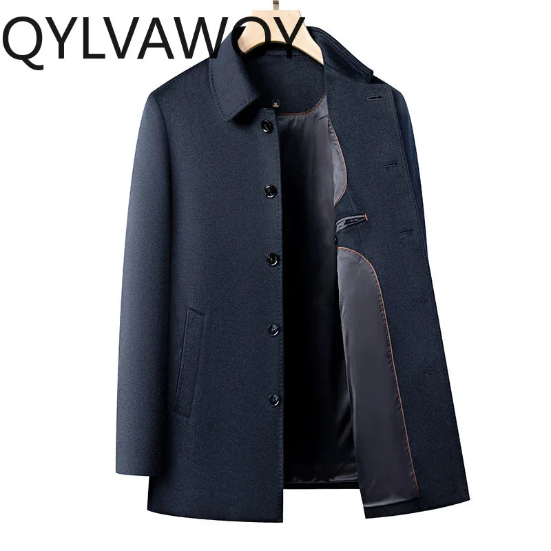Manteau homme en laine bleu foncé – CLEVI Paris