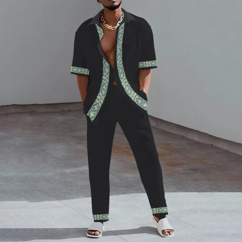 Ensemble 2 Pièces Homme Imprimé 3D Chemise & Pantalon Été – CLEVI Paris