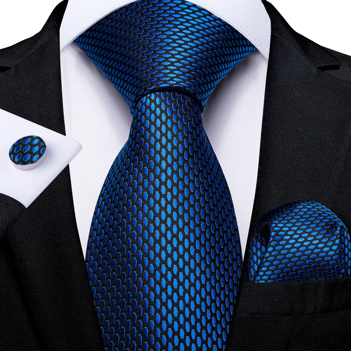 Coffret cravate homme à pois, pochette et boutons – CLEVI Paris