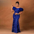 Robe sirène à paillettes et perles – CLEVI Paris
