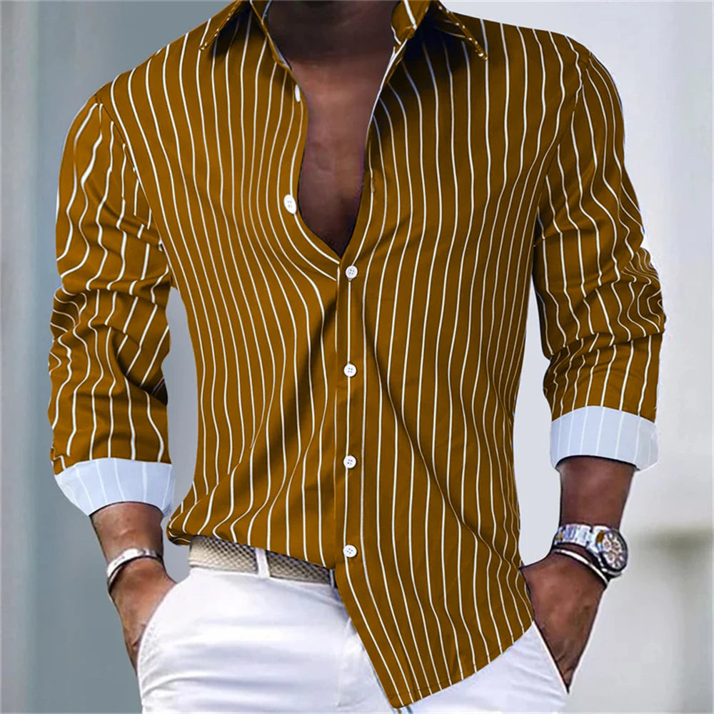 Chemise rayée homme manches longues – CLEVI Paris