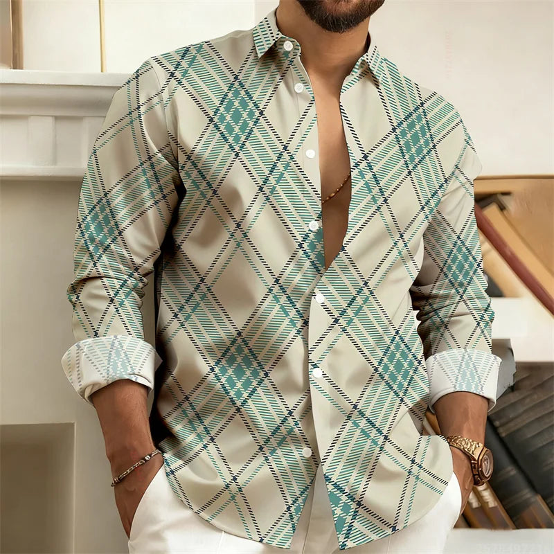 Chemise Homme Rayée Géométrique – CLEVI Paris