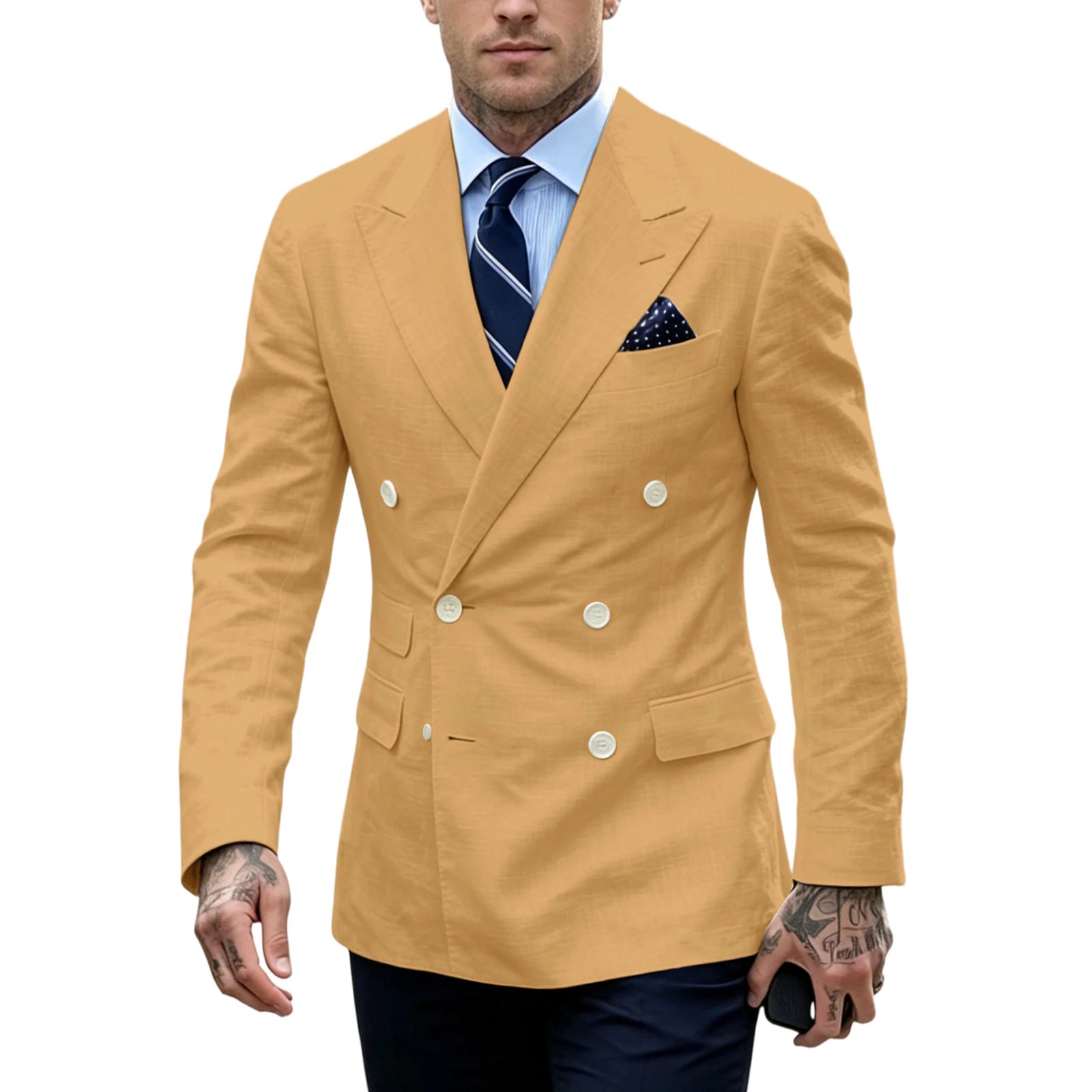 Blazer Homme Double Boutonnage Slim Fit Lin – CLEVI Paris