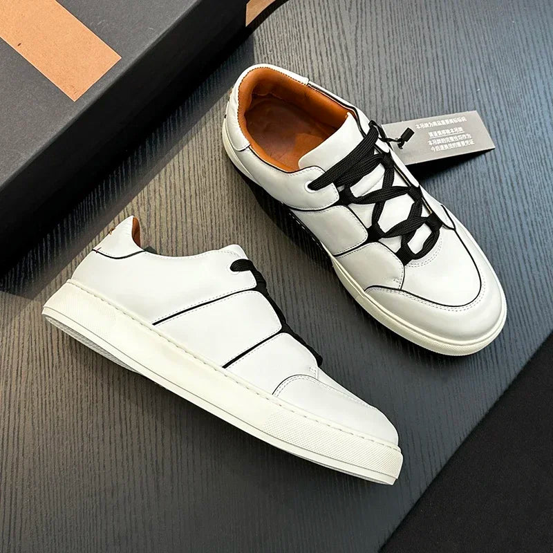 Sneakers Montantes Cuir Véritable Patchwork Homme – CLEVI Paris