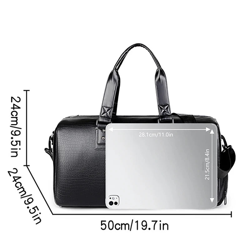 Sac de Voyage Homme PU Motif Croco Sport Business 50x24x24cm – CLEVI Paris