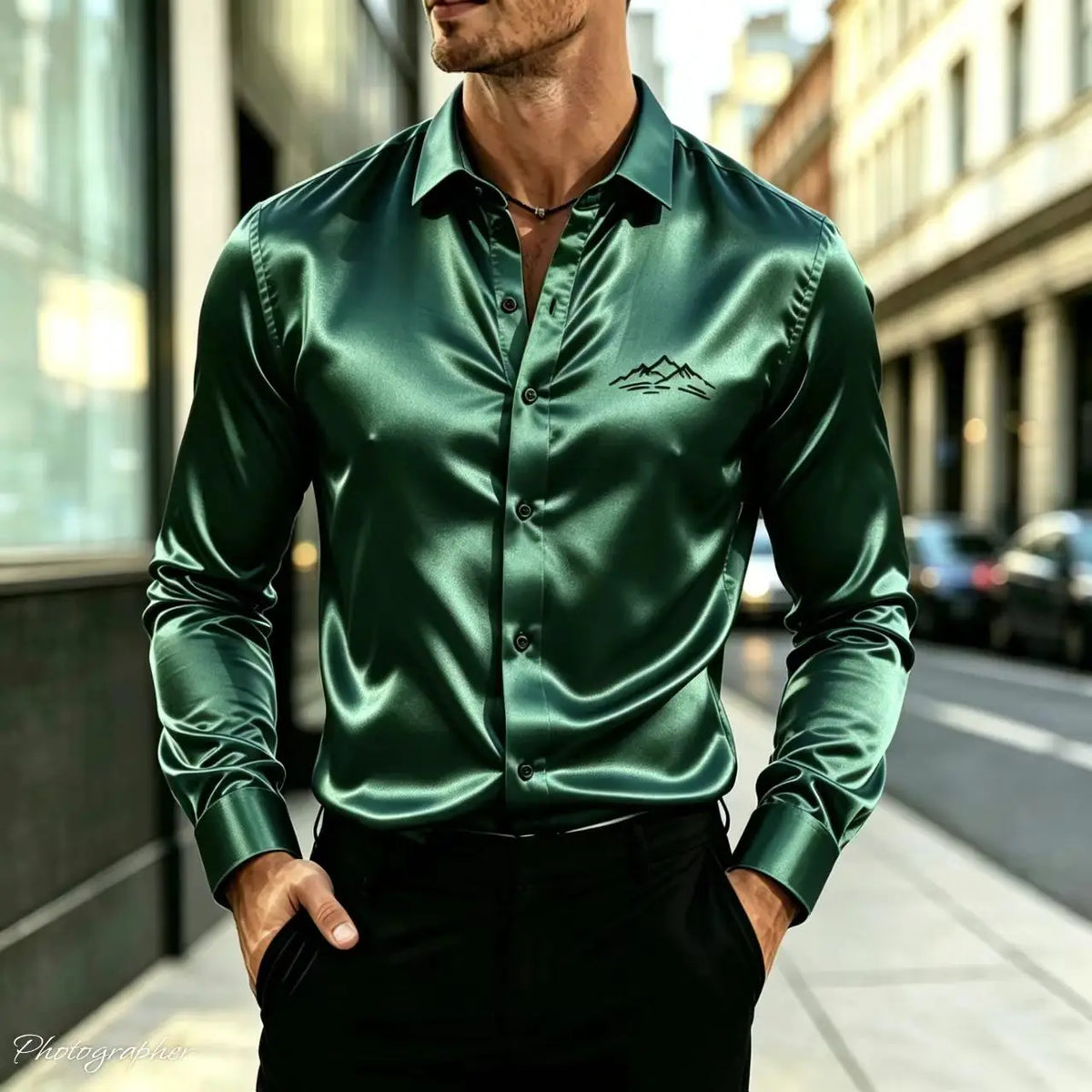 Chemise homme imprimé montagne noire – CLEVI Paris