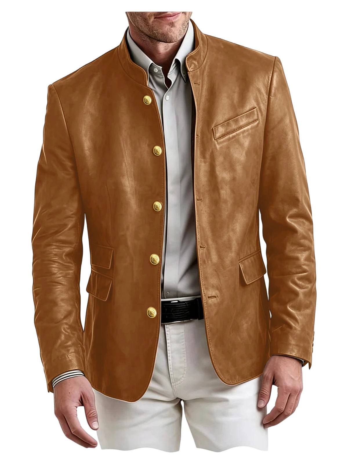 Blazer homme en similicuir, col montant – CLEVI Paris