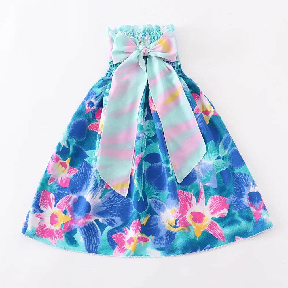 Robe fille bohème à fleurs et volants – CLEVI Paris
