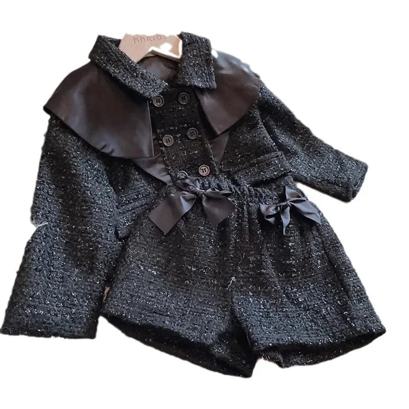 Ensemble fille noir veste et jupe courte – CLEVI Paris