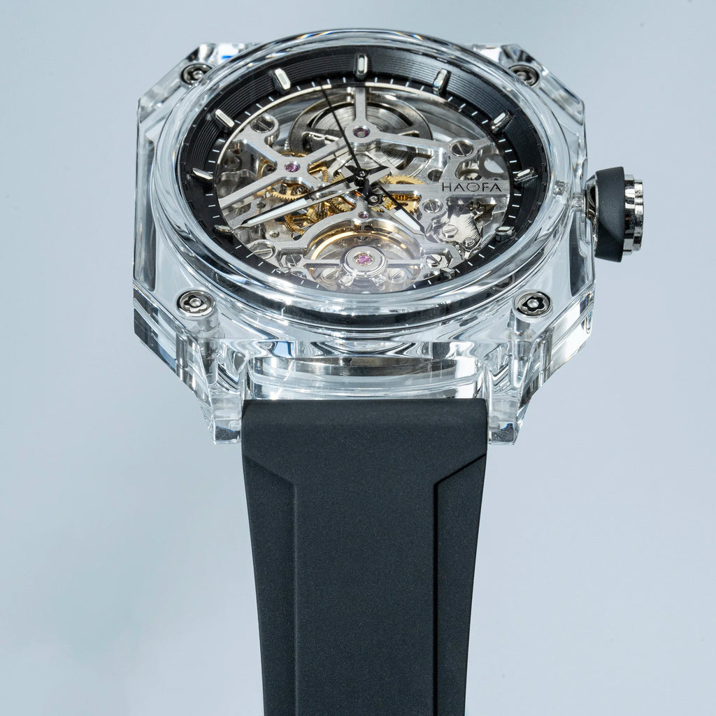 Montre Homme Automatique Squelette Boîtier Cristal Transparent Double Face Lumineux Haofa 2208 – CLEVI Paris