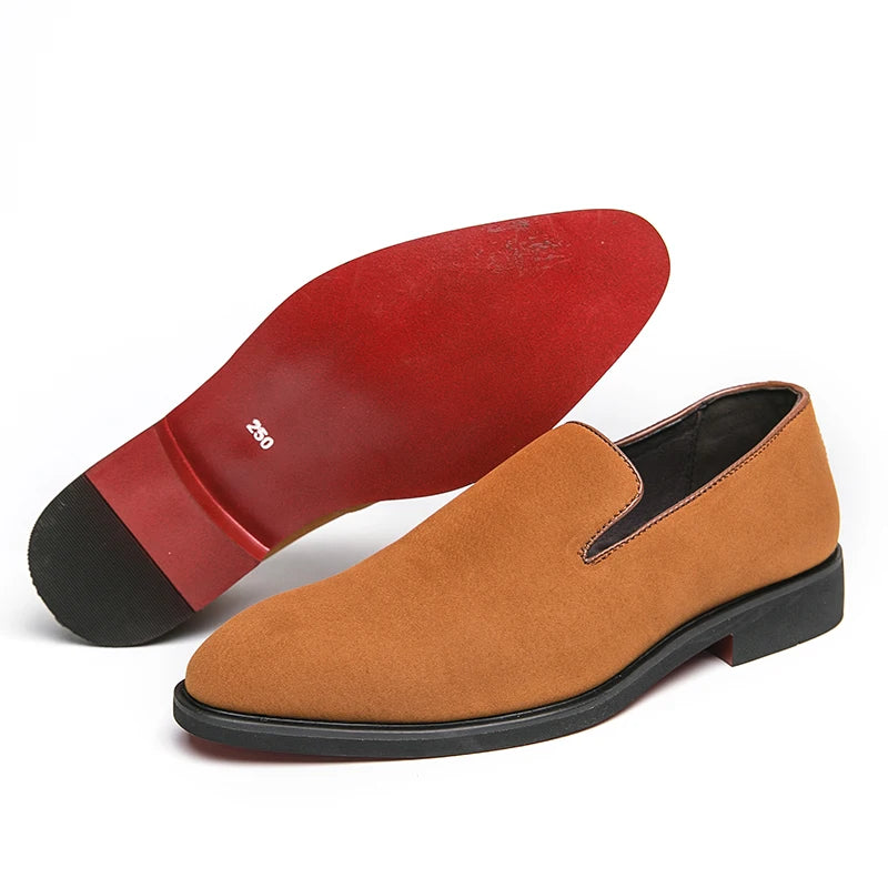 Loafers Homme Velours Semelle Rouge Slip-On Soirée Fashion – CLEVI Paris