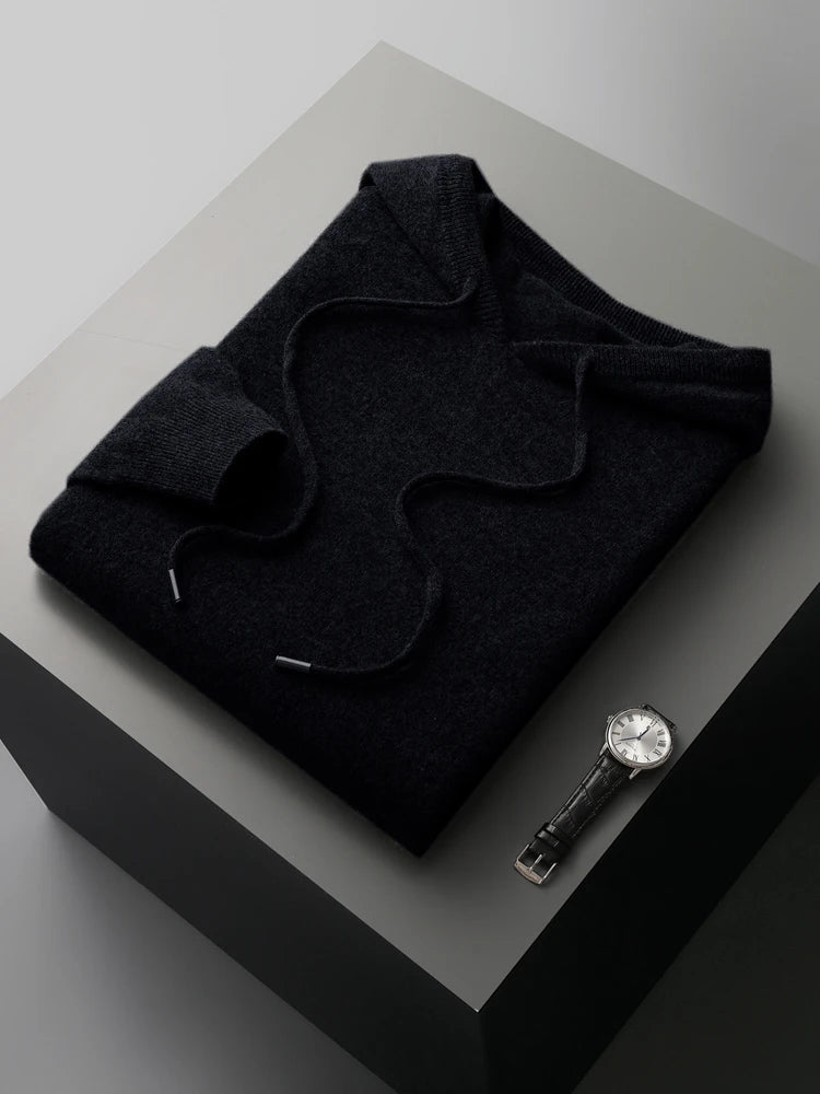 Hoodie Homme 100% Laine Mérinos MVLYFLRT – Col Capuche Tricot Manches Longues – 7 Coloris, S à XXL – CLEVI Paris