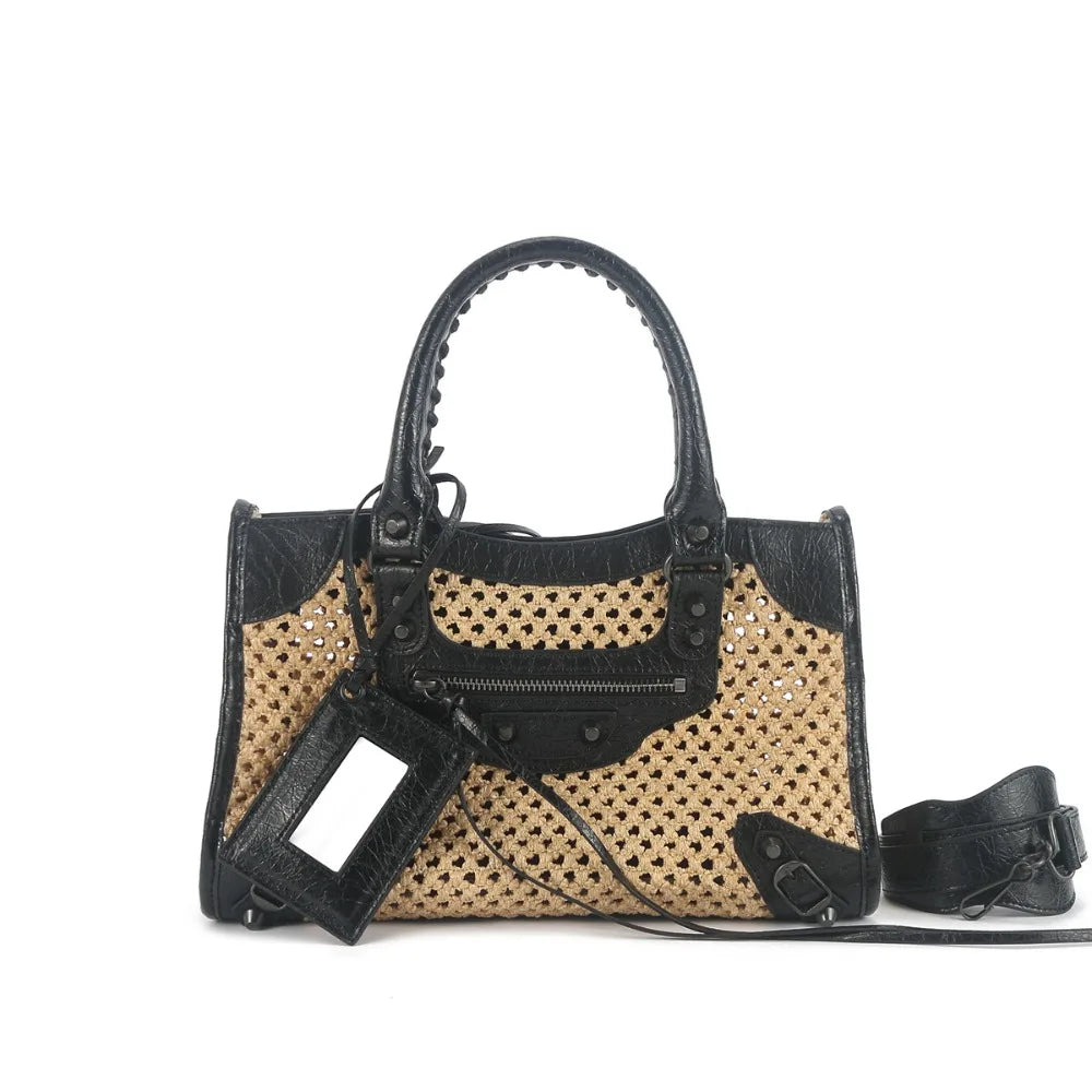 Sac Messenger Raphia Tressé Rivets & Franges Femme – CLEVI Paris