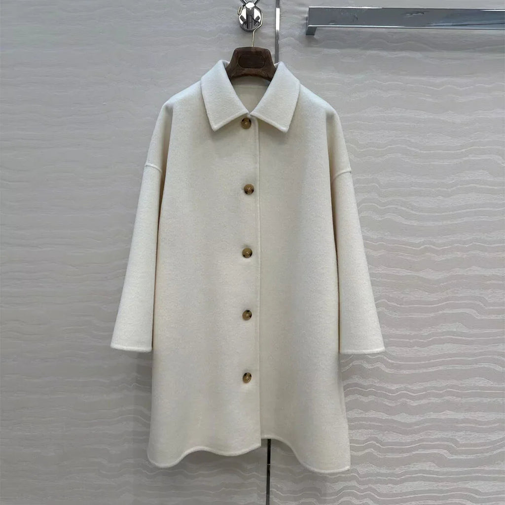 Manteau femme laine et cachemire boutonné – CLEVI Paris