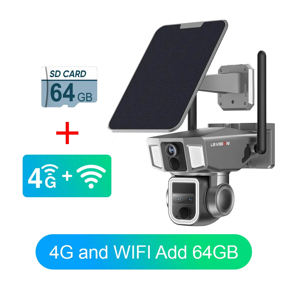 Caméra Surveillance Solaire LS VISION 4G Wi-Fi PTZ 10x Zoom IA IP66 – CLEVI Paris