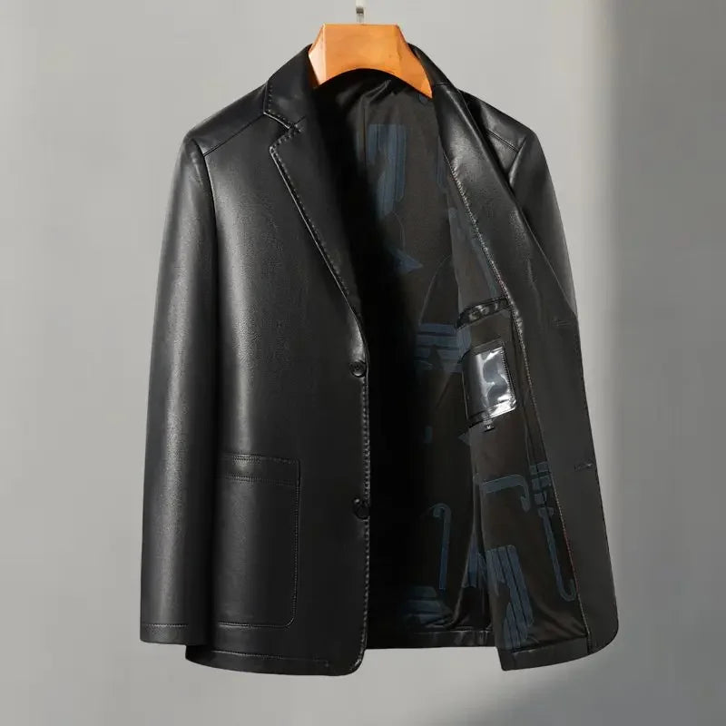 Blazer homme aspect cuir à deux boutons – CLEVI Paris