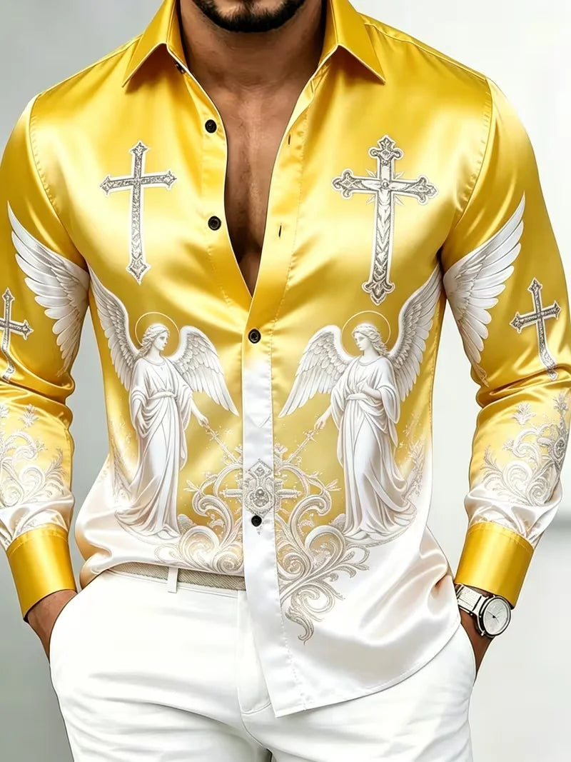 Chemise Homme Géométrique à Détail Doré – CLEVI Paris