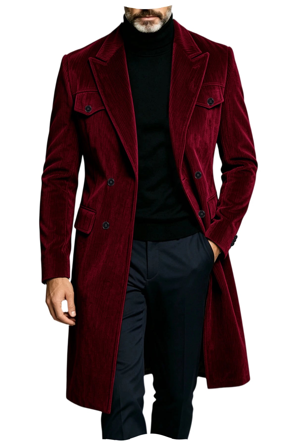Manteau long homme en velours côtelé – CLEVI Paris
