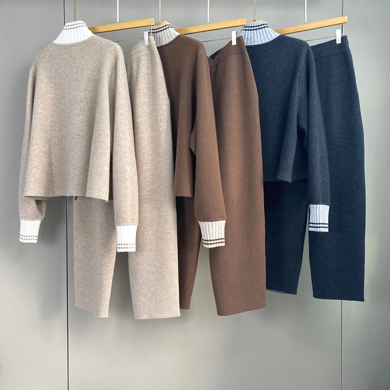 Ensemble femme GPBD en maille à col contrasté – CLEVI Paris