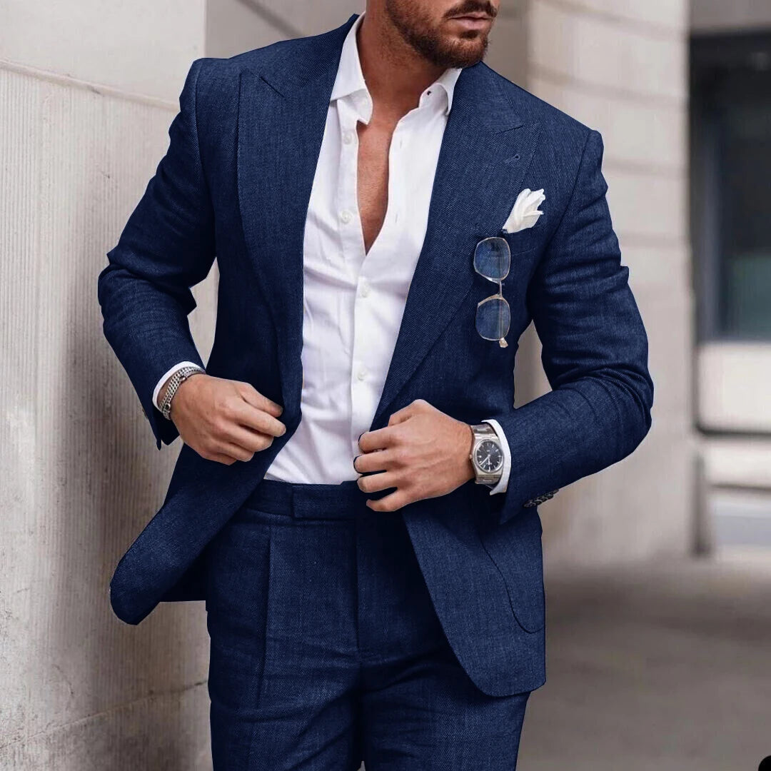 Costume Lin Homme 2 Pièces Coupe Ajustée – CLEVI Paris