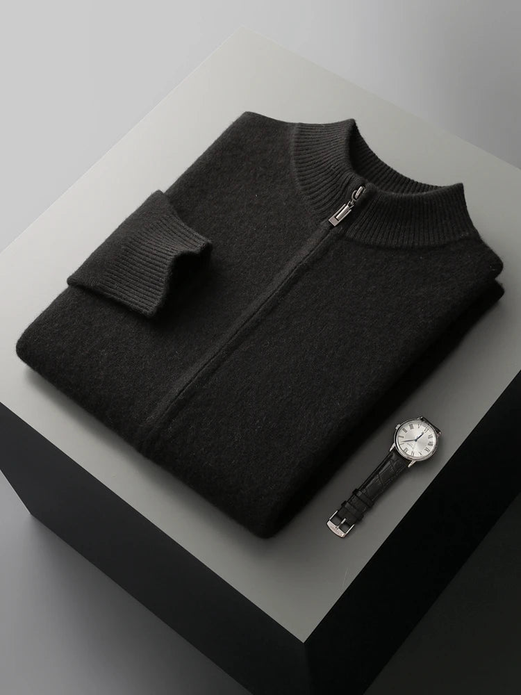 Ensemble Jogging Homme 100% Laine Mérinos MVLYFLRT – Cardigan Col Rond Demi-Zip + Pantalon – 3 Coloris, S à XXL – CLEVI Paris