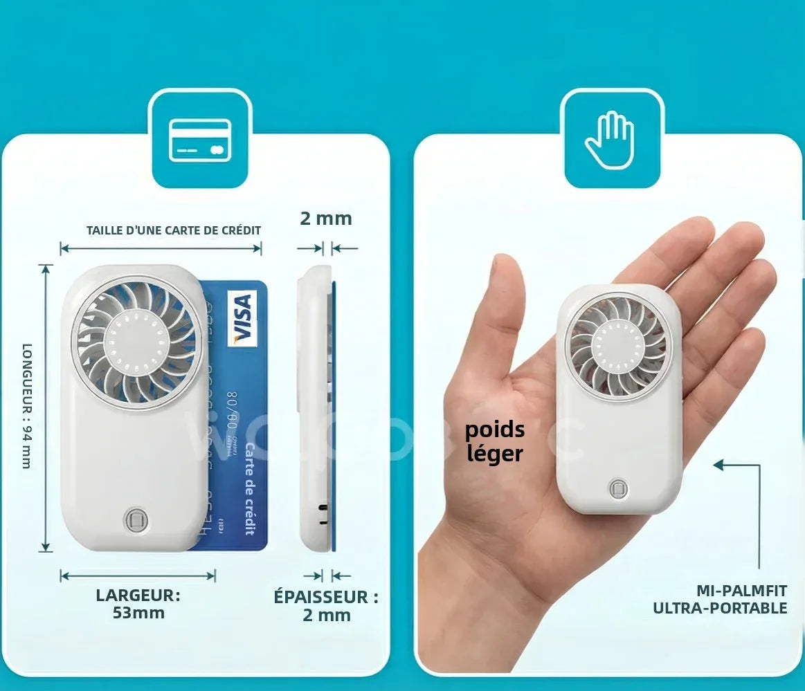 Mini ventilateur de poche 5 vitesses, 1200 mAh – CLEVI Paris