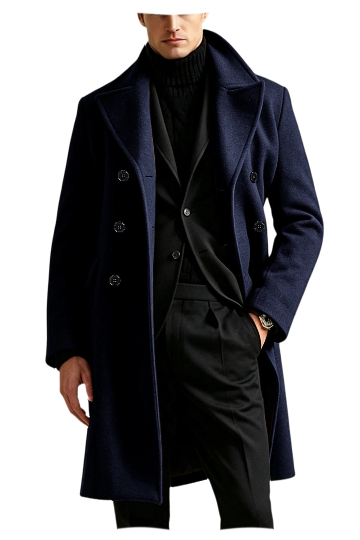 Manteau long homme laine mélangée croisé – CLEVI Paris