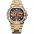 Montre Homme Automatique HUAYRA Rose Gold – Diamants Cadran Brun Fond Transparent Étanche – CLEVI Paris