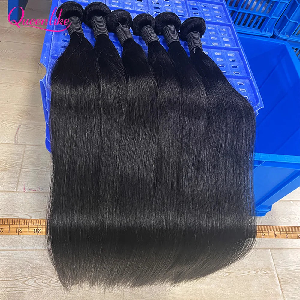 Extensions Cheveux Humains Lisses Remy Hair 100% Naturel Noir Mèches Brésiliennes 10"-32" – CLEVI Paris