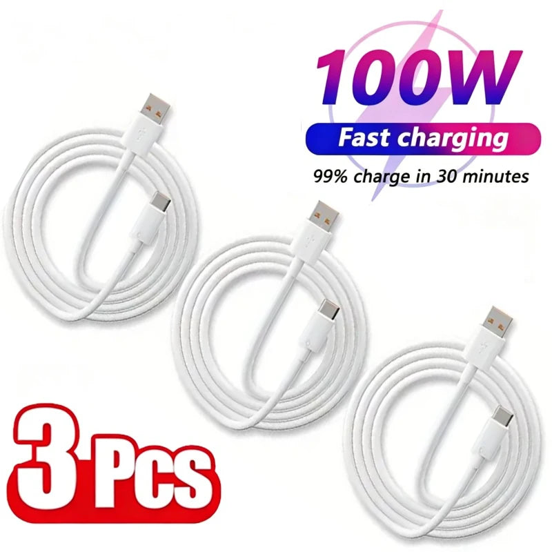 Lot 3 Câbles USB-C 100W 6A Charge Rapide 1m Samsung Huawei Xiaomi – CLEVI Paris