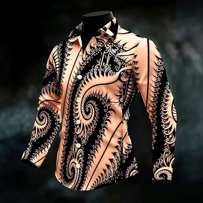 Chemise Homme Imprimée à Manches Longues – CLEVI Paris