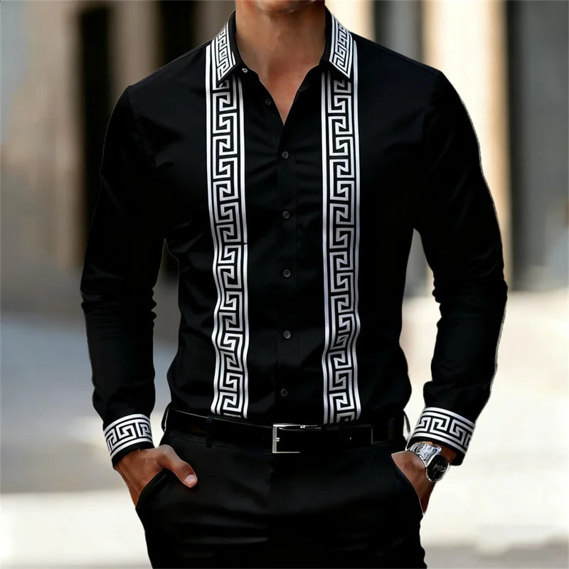 Chemise Géométrique Manches Longues Homme – CLEVI Paris