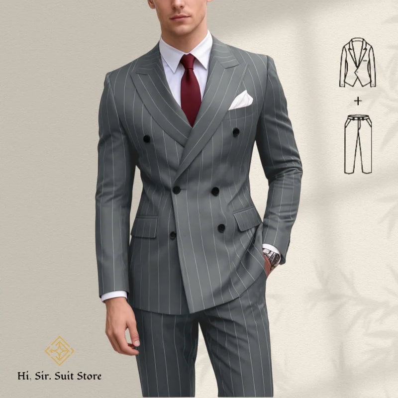 Costume homme bleu 2 pièces, double boutonnage – CLEVI Paris